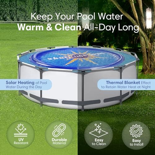 Solar Sun Rings Portable Above Ground Inground Swimming Pool Hot Tub Spa Heating Accessory Circular Heater Solar Cover, Blue (6 Pack)