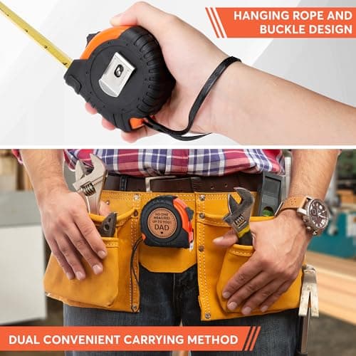 Gifts for Dad Birthday Christmas Dad Gifts from Daughter Son, Xmas New Dad Daddy Father Presents Useful Stuff, Best Dad Ever Gift, Father in Law Gift, Genuine Leather Engraved 25 FT Tape Measure Tools