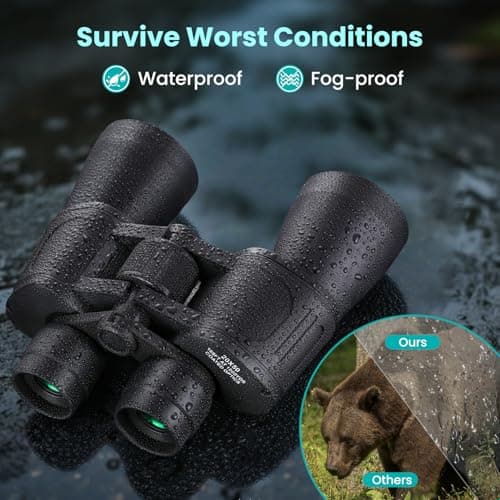 20x50 High Powered Binoculars for Adults, Waterproof Compact Binoculars with Low Light Vision Easy Focus for Bird Watching Hunting Travel Stargazing Cruise with Carrying Bag