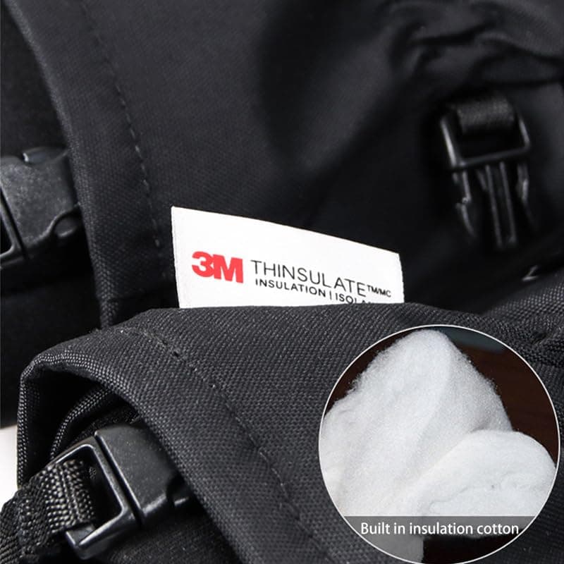 Harssidanzar Winter Leather Ski Mittens for Men Women Goatskin Outdoor Thermal Waterproof Insulation Gloves KM066US