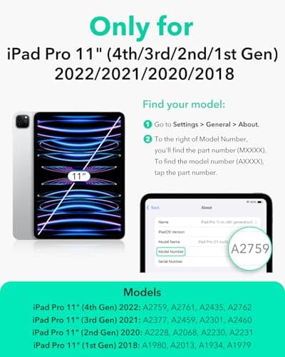 ESR for iPad Pro 11 Inch Case (2022/2021/2020/2018, 4th/3rd/2nd/1st Generation), Removable Magnetic Cover, Adjustable Portrait/Landscape Stand with Raised Display View, 9 Standing Angles, Brown