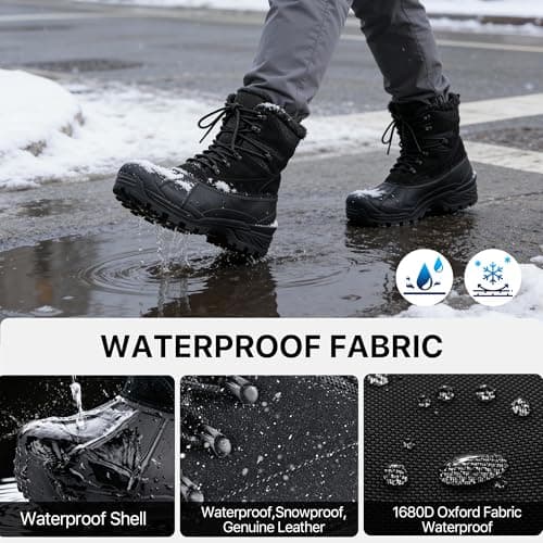 FREE SOLDIER Mens Snow Winter Boots for Men Warm Fleece Lining Winter Ski Shoes Waterproof Insulated Booties