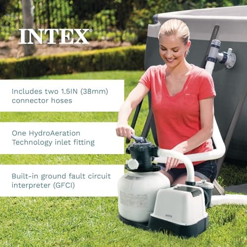INTEX 2,800 GPH Krystal Clear Sand Filter Pump for Above Ground Pools, Swimming Pool Pump with Automatic Timer - Improved Circulation, Filtration, & Clarity
