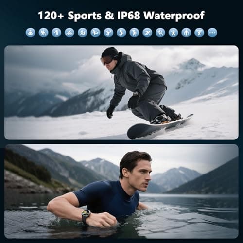 IOWODO Military Smart Watch for Men -100-Day Long Battery Life,Fitness Tracker with LED Flashlight/Compass,Heart Rate Monitor,120+ Sports Modes,IP68 Waterproof,Bluetooth Call Smartwatch for iOSAndroid