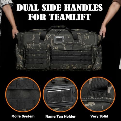 HAMBOLY 130L Extra Large Duffle Bag for Men, Heavy Duty Duffle Bag for Travel, Large Sports Gym Equipment Bag for Hockey Football Soccer Baseball Basketball & Team training, Dark CM