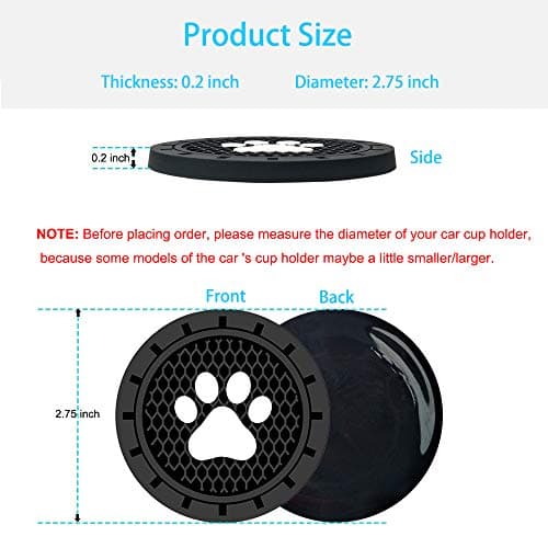 Car Cup Holder Coasters-Car Interior Accessories 2.75 inch Silicone Anti Slip Cute Dog Paw Car Coaster -Universal (Pack of 2)