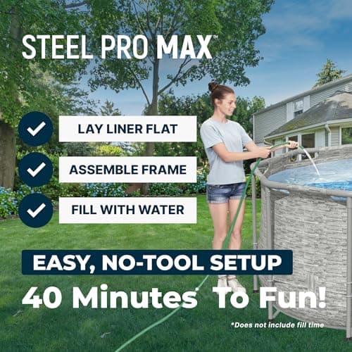 Bestway Power Steel Swim Vista 14’ x 8'2" x 39.5” Above Ground Pool, Oval Metal Frame Outdoor Swimming Pool Set with Filter Pump, Ladder, and Cover