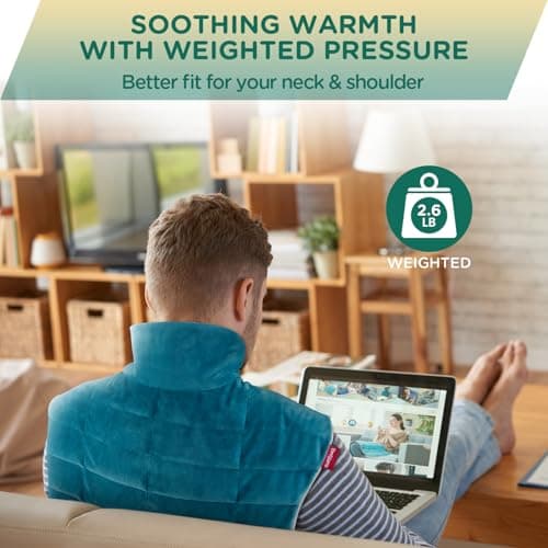 Comfytemp Heating Pad for Neck and Shoulders and Back, 2.6lb Weighted Electric Heat Pad for Pain Relief, Large FSA Eligible Heated Wrap, 9 Heat Settings, 11 Auto-Off, Gifts for Women Men Mom Dad