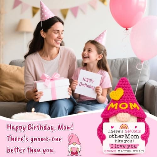 Funny Crochet Gnomes for Mother Mama Mommy Christmas Stocking Stuffers, Cute Mothers Day Gnome Gift from Son Kids, I Love You Mom Birthday Gifts from Daughter - Gifts for Mom Christmas B0F5HSJGL7