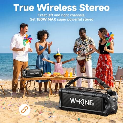 W-KING Bluetooth Speaker, 90W Max Portable Outdoor Speaker Loud, IPX6 Waterproof/50W Deep Bass Subwoofer/40H/EQ/Dual Pairing/TF/AUX, Large Boombox Speakers Bluetooth Wireless for Party/Beach/Jobside