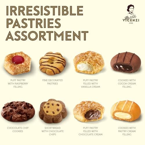 Matilde Vicenzi Roma Cookie Gift Tin - Italian Pastries & Cookies in Individually Wrapped Trays - Bakery Dessert Gifts For Birthdays, Thank You, Get Well and Every Special Occassion - Puff Pastry, Assorted Cookies in Italian Design Gift Tin 32.5oz (920g)