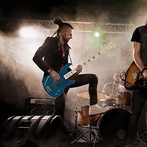 GLARRY GP Series Full Size Electric Bass Guitar 4 String Beginner Kit Canadian Maple Fingerboard with Cable, Strap, Bag and Accessories(Blue)