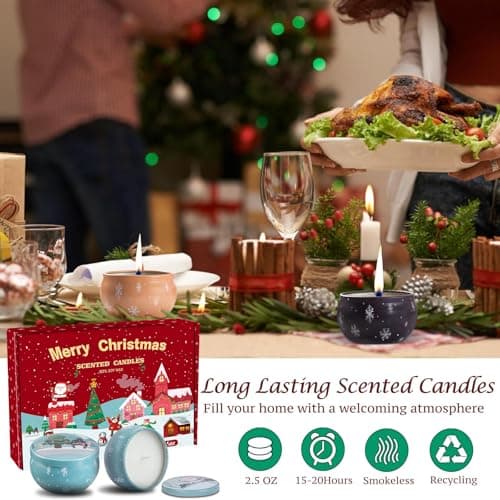 Christmas Scented Candles Gifts Set for Women, 6 Pack 2.5 Oz Candle Set, Natural Soy Wax for Home Scented, Aromatherapy Candles for Birthday, Christmas Gifts for Women B0F9NK17ZT