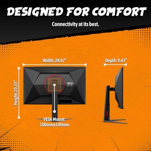 AOC 27" Curved Gaming Monitor, FHD 1080p, 280Hz (DP) 240Hz (HDMI), 0.3ms MPRT, VA Panel 1500R, AMD FreeSync Premium, HDR Ready, Height Adjustable, DisplayPort HDMI C27G4ZH