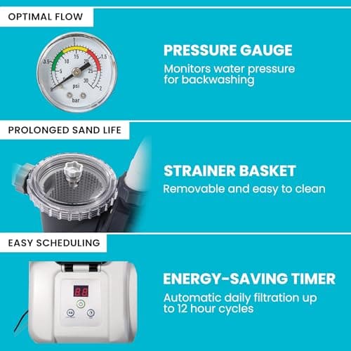 INTEX 2,800 GPH Krystal Clear Sand Filter Pump for Above Ground Pools, Swimming Pool Pump with Automatic Timer - Improved Circulation, Filtration, & Clarity