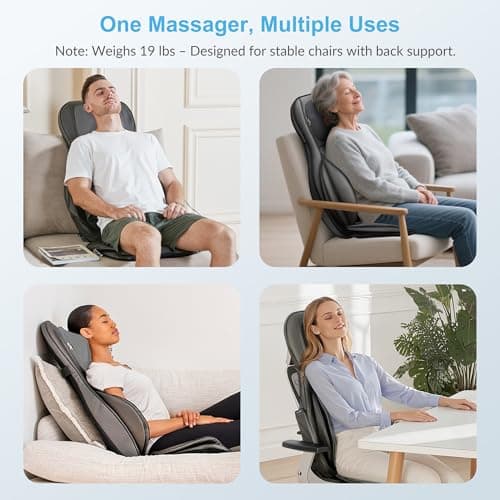 COMFIER Massager Chair with Heat, Shiatsu Neck Back Massager Portable with Compression & Rolling,Massage Chair Pad for Neck & Back for Muscle Tension Relief, Father Day Gift