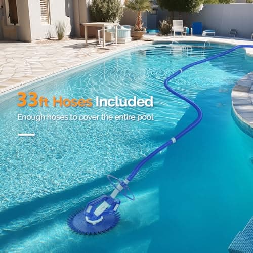 VINGLI Pool Vacuum Cleaner Automatic Sweeper Swimming Pool Creepy Crawler Vacuum with 33FT Hoses (Navy Blue&White)