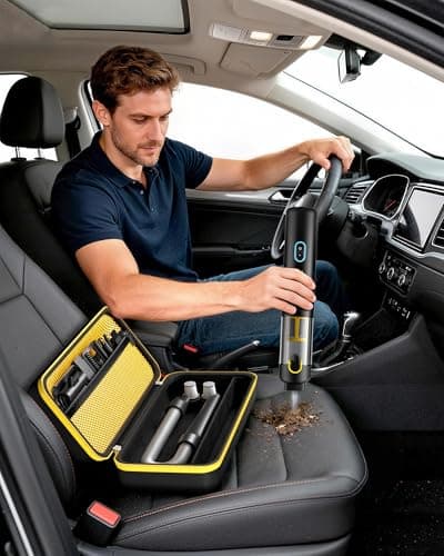 ProCase Hard Case for Fanttik Slim V8 Apex/ V8 Mate/ V10 Apex/ V10 Mate Cordless Car Vacuum, Portable Travel Carrying Storage Organizer with Mesh Pocket for Mini Handheld Vac Cleaner Accessory -Black