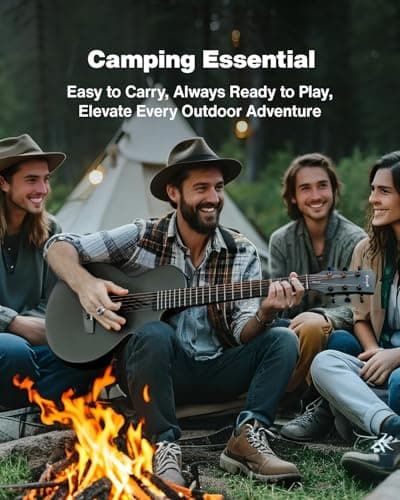 Enya Nova Go Carbon Fiber Travel Acoustic Guitar | 1/2 Size Lightweight Moisture-Proof Guitara | Adult & Beginner Portable Guitar with Gig Bag & Accessories (Black)