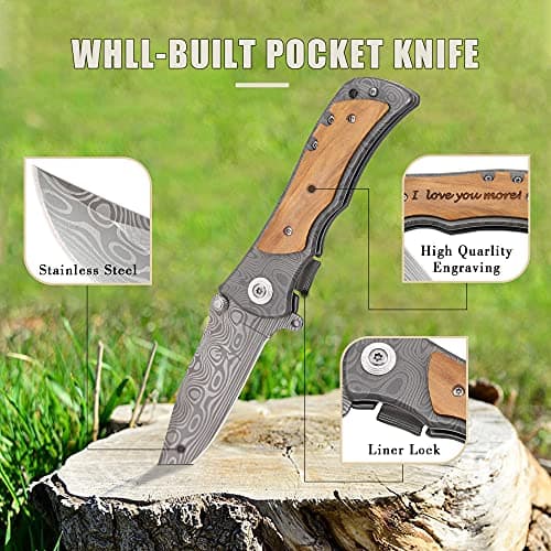 I Love You More Gifts for Him - Engraved Pocket Knife - Valentines Day Gifts for Boyfriend Husband, Anniversary Christmas Gift