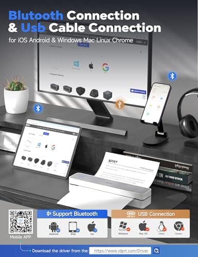 iDPRT MT610 Pro Portable Thermal Printer, 300DPI HD Mobile-Travel-Printers, Inkless-Wireless-Small-Printer for Home Use, Office, Vehicles, Bluetooth Printers Supports 8.5" x 11" US Letter&A4&A5, White