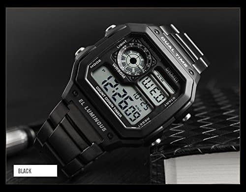 FANMIS Men's Luxury Digital Quartz Waterproof Wrist Watches Dual Time Countdown Alarm Stopwatch Backlight Multi-Function Watch