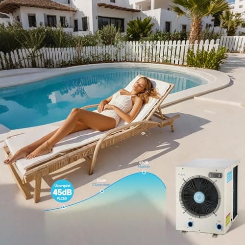 14000BTU Above Ground Pool Heater, Electric Swimming Pool Heat Pumps for Pools up to 4000 gallons, Fits 9/11/15 Foot Pool and Spas, 120V/60Hz, PLC50
