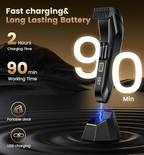 Men's Beard Trimmer-All-in-One Mustache Trimmer for Men with 20 Length Adjustable, Stainless Steel T-Blade for Precision Facial Hair Trimming Cordless IPX7 Waterproof Wet/Dry Clipper,LED Display