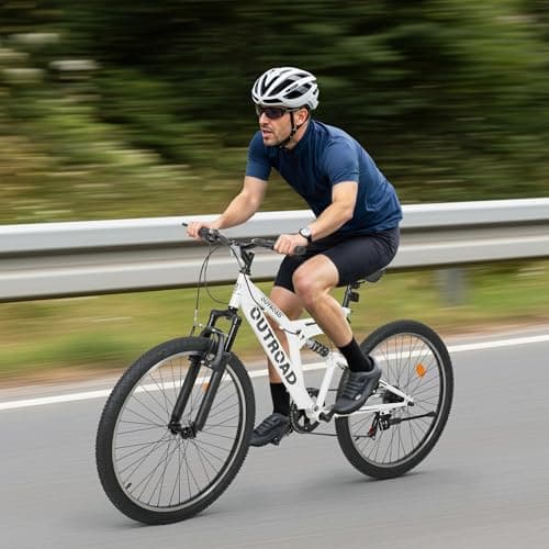 Outroad 26 Inch Mountain Bike, 7-Speed/High-Carbon Steel/Aviation Grade Frame with V Brake, Adjustable Ergonomic Seat Bicycle for Men Women Adult, MTB with Shock Absorption System