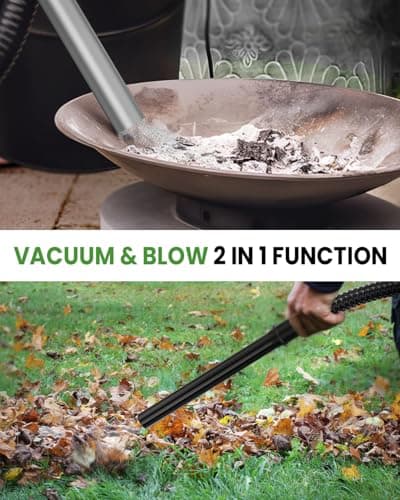 VANPORE Ash Vacuum Cleaner 5.2 Gallon with 1200w Suction Power&Wheeled Base, Ash Vacuum for Pellet Stoves, Fireplaces, Grill, Wood Stove, Fire Pits,Green
