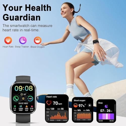 Soudorv Smart Watch for Men Women, 2026 New Smartwatch(Answer/Make Call) , 1.91" Fitness Watch with 120+ Sport Modes, Fitness Tracke with Pedometer/Sleep Monitor/Heart Rate/IP68, for Android/iPhone Black
