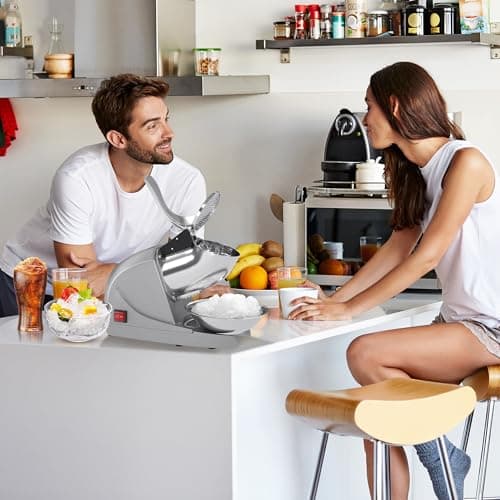 Shaved Ice Machine, Electric 3 Blade Snow Cone Machines, 380W Ice Crusher Machine, 286 lb/hr Ice Crusher, Ice Shaving Machine for Home and Commercial (Silver)