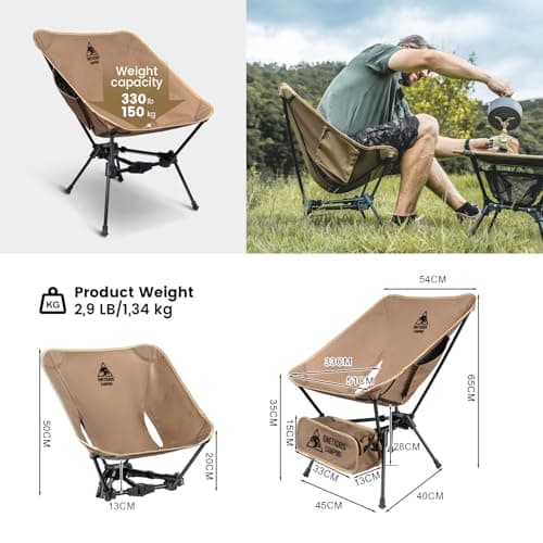 ONETIGRIS Tigerblade Camping Chair, Lightweight Folding Backpacking Hiking Chair, Compact Portable 330 lbs Capacity