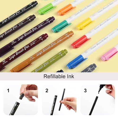 Fudenosuke Brush Pen - 16 Colors Calligraphy Brush Pens for Hand Lettering, Calligraphy, Drawing, Writing, Journaling GC-SB16