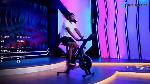 Merach Exercise Bike for Home Gym, Low Noise Stationary Bike with Brake Pad, Indoor Workout Bike with Self-Developed App, Tablet Mount and Fitness Courses for Weight Loss, 300 Lb Weight Capacity