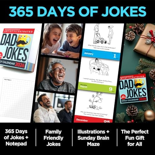 Dad Joke Desk Calendar 2026 - Unique Fun Gift For Dad 365 Daily Dad Jokes, White Elephant Gifts, Gifts for Men, Stocking Stuffers, Desk or Wall Calendar