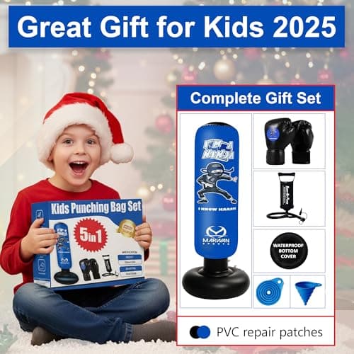 5-in-1 Inflatable Punching Bag for Kids – 63" Karate Toy Set with Boxing Gloves, Durable Fast Rebound, Active Play Birthday for Boys & Girls Ages 4-12
