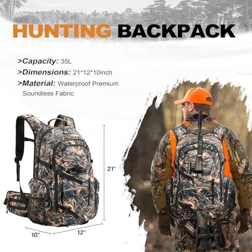 uniHimal Hunting Backpack for Men, Waterproof Camo Backpacks for Hunt with Rain Cover, Durable Large Capacity Day Pack Hunting Gear Accessories for Men
