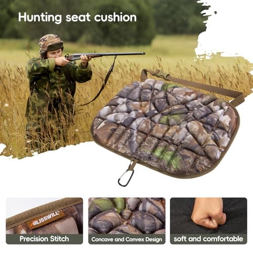 BLISSWILL Hunting seat Cushion，Stadium Cushion，100% Memory Foam Silent Lightweight for Camping, Hunting, Fishing，Camping，Outdoor