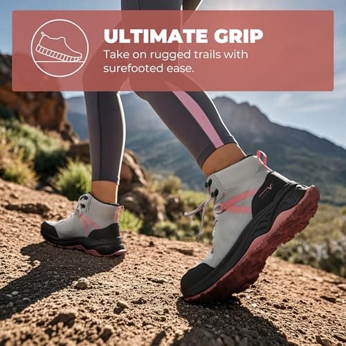 NORTIV 8 Women's Hiking Boots Waterproof Lightweight Outdoor Trekking Comfortable Non-Slip Backpacking Camping Ankle Boot Hollow