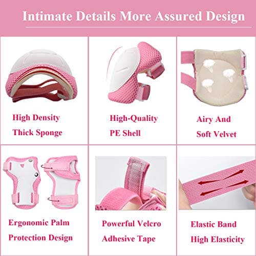 Lamsion Kids Helmet Adjustable with Sports Protective Gear Set Knee Elbow Wrist Pads for Toddler Ages 3 to 8 Years Old Boys Girls Cycling Skating Scooter Helmet