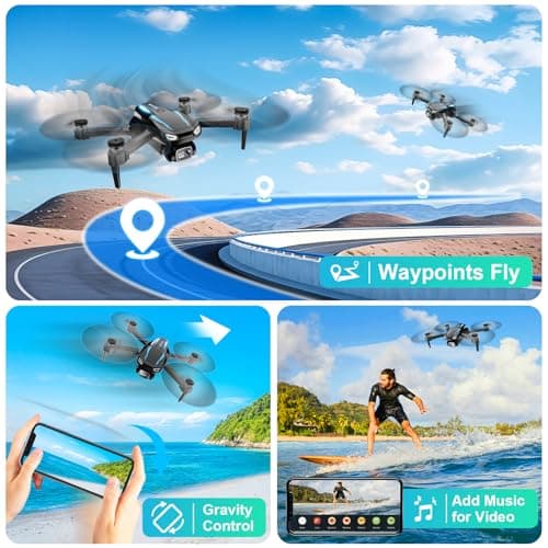 Drone with 1080P Camera, Foldable Remote Control Quadcopter for Adults Beginners, Mini Drone with Stable Hover, Waypoint Fly, 3D Flips, One Key Start, 2 Batteries, Easy to Fly Indoors & Outdoors