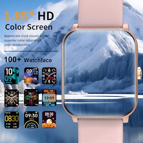 Smart Watch, Smartwatches for Men Women, 1.85" HD Fitness Tracker (Answer/Make Calls), 120+ Sport Modes, Heart Rate/Sleep Monitor, IP68 Waterproof Fitness Watch, Smartwatch for Android iOS (Pink)