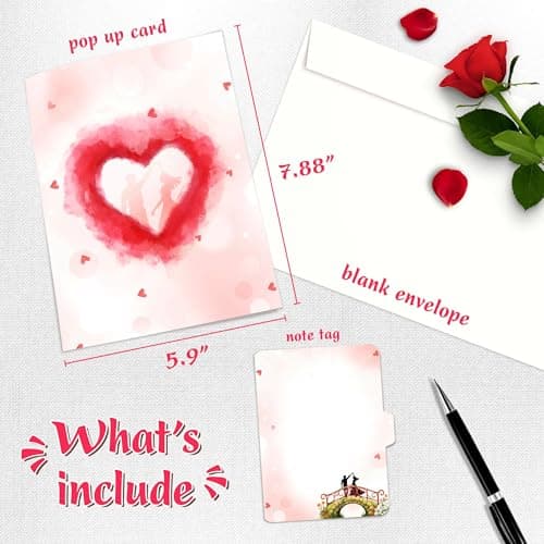 Anniversary Pop Up Card, 3D Love Tree Hearts with Couple, Wedding Anniversary Card for Wife, Husband, Couple, Love Card for Her, Him, Ideal Gift for Wedding, Anniversary, Valentines, Romantic Birthday, Mothers Day B0FJ8BNTFS