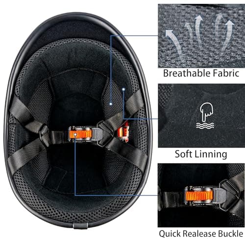 Yesmotor Motorcycle Helmet Half Shell Hawk Style Helmets Compact Lightweight Open Face for Motorcycle Street Bike Cruiser Moped - DOT Approved (Matte Black,L)