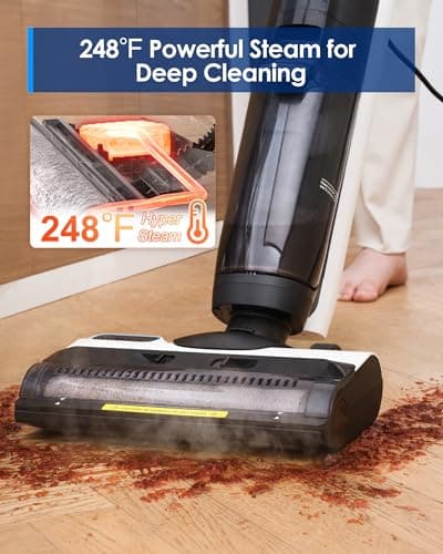 Tineco iFLOOR 5 Steam Wet Dry Vacuum All-in-one, Steam Mop Hardwood Floor Cleaner Great for Sticky Messes, 248℉ High-Temp Steam, Self-Cleaning with steam