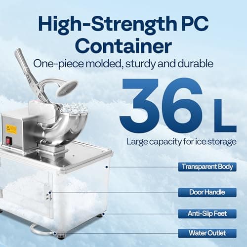 VIVOHOME Commercial Ice Crusher Shaver with Four Blades, Electric Snow Cone Maker Machine, 350W Shaved Ice Machine with Safety Switch for Both Home and Commercial Use, 660lbs/hr