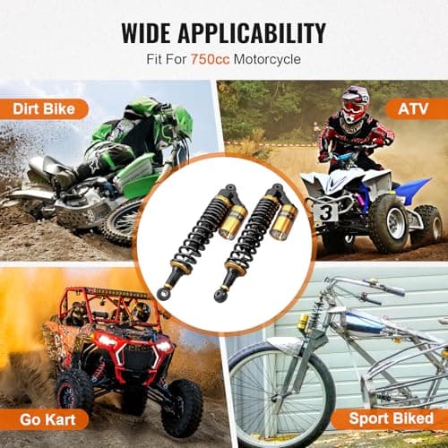 GZYF 13.4 inch Universal Motorcycle Rear Air Shock Absorbers 340mm for HONDA for Suzuki for Yamaha for Kawasaki ATV Go Kart Quad Dirt Sport Bikes,Gold