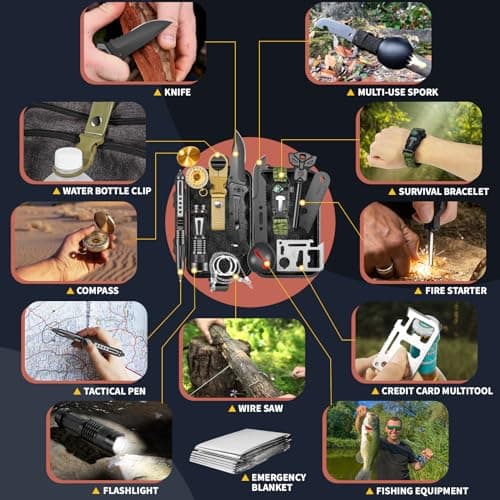 Gifts for Men Him Dad, Survival Kits and Equipment 14 Pcs, Christmas Stocking Stuffers, Anniversary Birthday Gifts for Husband Boyfriend Guy, Camping Essentials, Cool Gadgets for Men B0CFFJGVHX