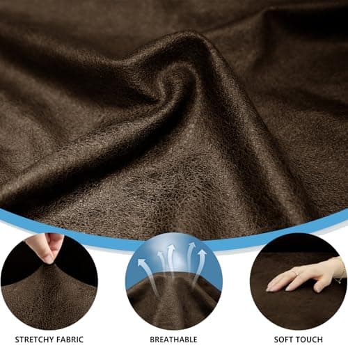 Pfrstuv 4-Piece T Couch Cover - Leather Look Slipcovers for 3 Cushion Sofa, Washable, Coffee